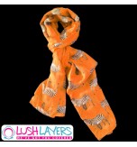 Lush Layers Designer Zebra Print Scarf - Dark Peach / Orange