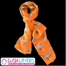 Lush Layers Designer Zebra Print Scarf - Dark Peach / Orange