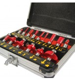 15 Piece Router Bit Set 0.5inch Shank in Aluminium Case