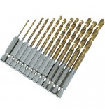 13Pc HSS Drill Set 1/4inch Titanium Coated