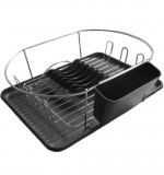 Oval Dish Drainer Rack - Black - 4pc Set - With Tray