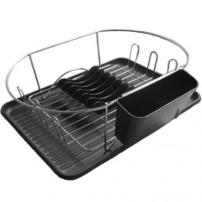 Oval Dish Drainer Rack - Black - 4pc Set - With Tray