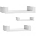 Set of 3 Wall Shelf Straight - WHITE