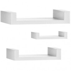 Set of 3 Wall Shelf Straight - WHITE