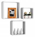 Wall Cube Shelves Round Corners - Set of 3 - WHITE