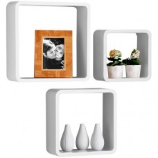 Wall Cube Shelves Round Corners - Set of 3 - WHITE