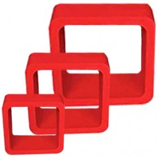 Wall Cube Shelves Round Corners - Set of 3 - RED