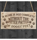 WOODEN PLAQUE - 200x100 - Pitter Patter Doggy Feet