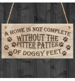 WOODEN PLAQUE - 200x100 - Pitter Patter Doggy Feet