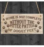 WOODEN PLAQUE - 200x100 - Pitter Patter Doggy Feet
