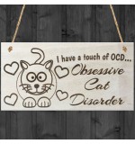 WOODEN PLAQUE - 200x100 - OCD - Obsessive Cat Disorder