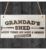 WOODEN PLAQUE - 200x100 - Grandads Shed - Eventually