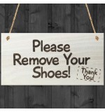 WOODEN PLAQUE - 200x100 - Please Remove Your Shoes