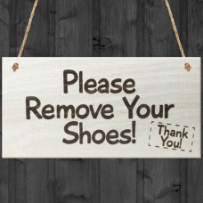WOODEN PLAQUE - 200x100 - Please Remove Your Shoes