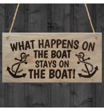 WOODEN PLAQUE - 200x100 - What Happens On The Boat