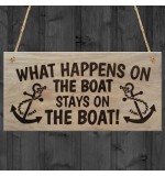 WOODEN PLAQUE - 200x100 - What Happens On The Boat