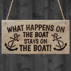 WOODEN PLAQUE - 200x100 - What Happens On The Boat