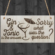 WOODEN PLAQUE - 200x100 - Gin and Tonic is the Answer