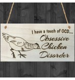 WOODEN PLAQUE - 200x100 - OCD - Obsessive Chicken Disorder
