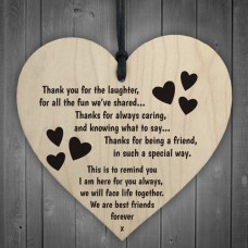 WOODEN HEART - 100mm - Thank You For The Laughter
