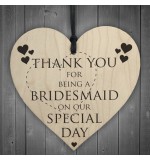 WOODEN HEART - 100mm - Thank You Bridesmaid