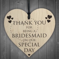 WOODEN HEART - 100mm - Thank You Bridesmaid