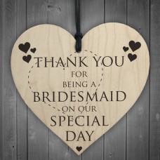 WOODEN HEART - 100mm - Thank You Bridesmaid