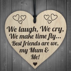 WOODEN HEART - 100mm - We Laugh We Cry Mum and Me