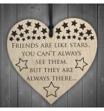 WOODEN HEART - 100mm - Friends Are Like Stars