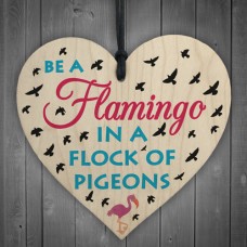 WOODEN HEART - 100mm - Be A Flamingo