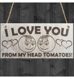 WOODEN PLAQUE - 200x100 - I LOVE YOU Head Tomatoes
