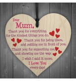 WOODEN HEART - 100mm - Mum I Love You Every Day