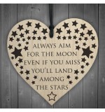 WOODEN HEART - 100mm - Always Aim For The Moon