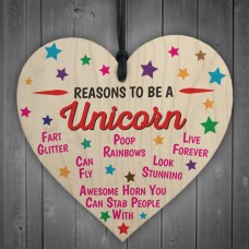 WOODEN HEART - 100mm - Reasons To Be A Unicorn