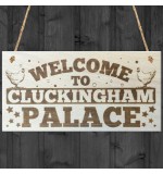 WOODEN PLAQUE - 200x100 - Welcome to Cluckingham Palace