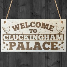 WOODEN PLAQUE - 200x100 - Welcome to Cluckingham Palace