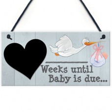 FOAM PLAQUE - 200X100 - Chalkboard Weeks Until Baby Scribble