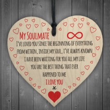 WOODEN HEART - 100mm - My Soulmate I Love You