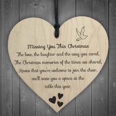 WOODEN HEART - 100mm - Missing You This Christmas