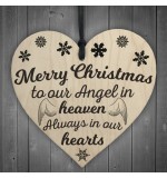 WOODEN HEART - 100mm - Merry Christmas Angel In Heaven Hearts