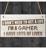 WOODEN PLAQUE - 200x100 - Gamer Lots Of Lives