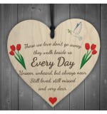WOODEN HEART - 100mm - Those We Love - Dove and Tulips
