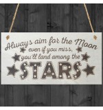 WOODEN PLAQUE - 200x100 - Aim For The Moon