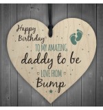 WOODEN HEART - 100mm - Birthday Daddy From Bump