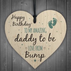 WOODEN HEART - 100mm - Birthday Daddy From Bump