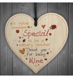 WOODEN HEART - 100mm - Special Nursery Teacher