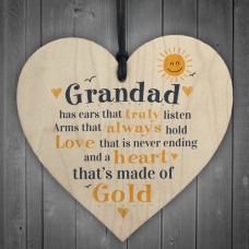 WOODEN HEART - 100mm - Grandad truly listen