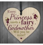 WOODEN HEART - 100mm - Princess Fairy Godmother