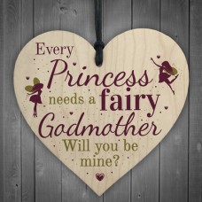 WOODEN HEART - 100mm - Princess Fairy Godmother