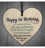 WOODEN HEART - 100mm - 1ST BIRTHDAY